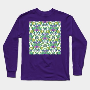 Abstract Mardi Gras Garden Pattern (MD23MG001) Long Sleeve T-Shirt